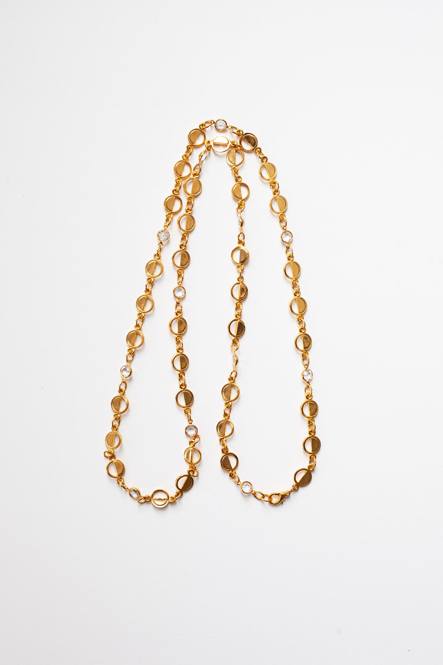 Vintage Alternating Crystal Bezel Necklace