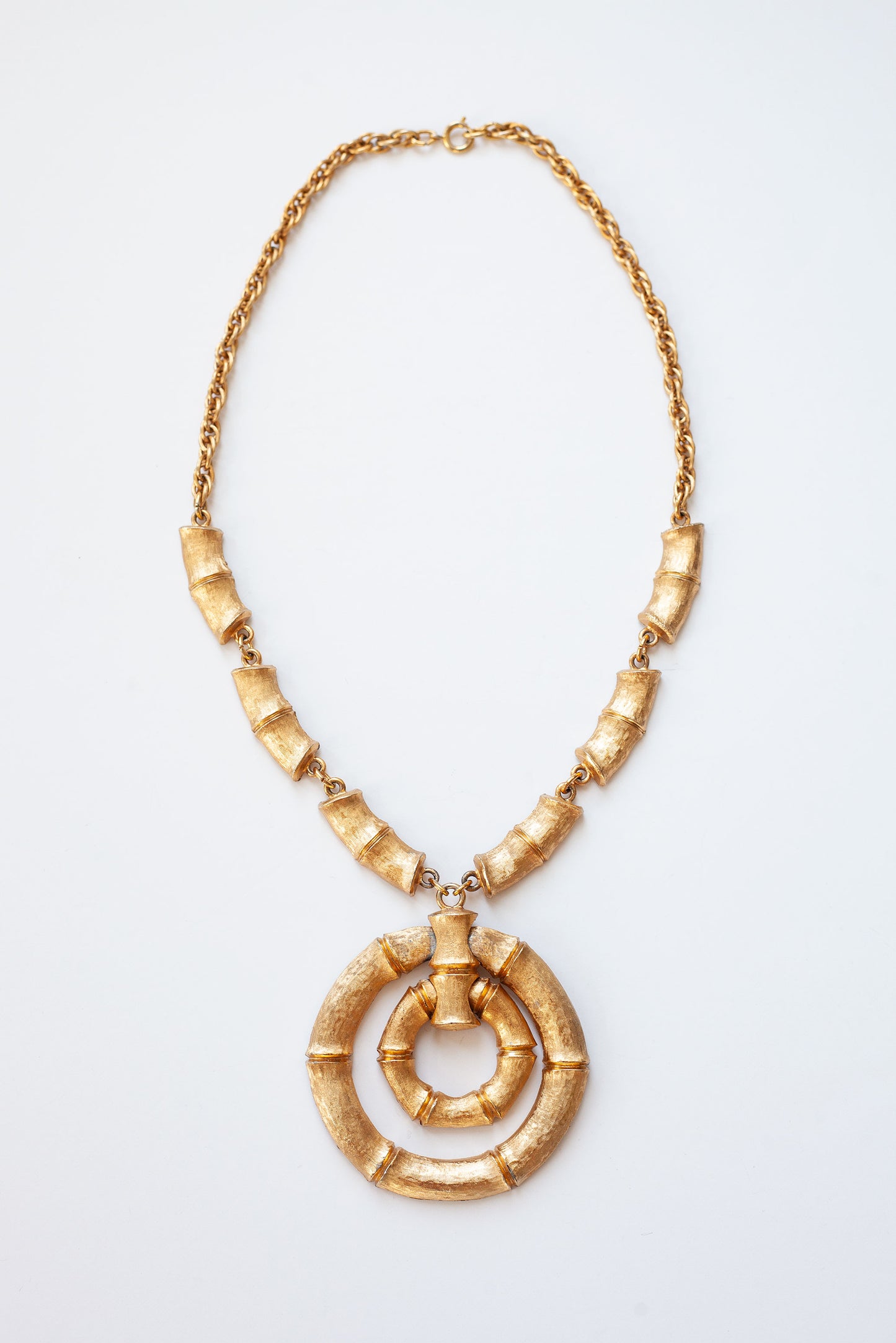 Vintage Bamboo Pendant Necklace