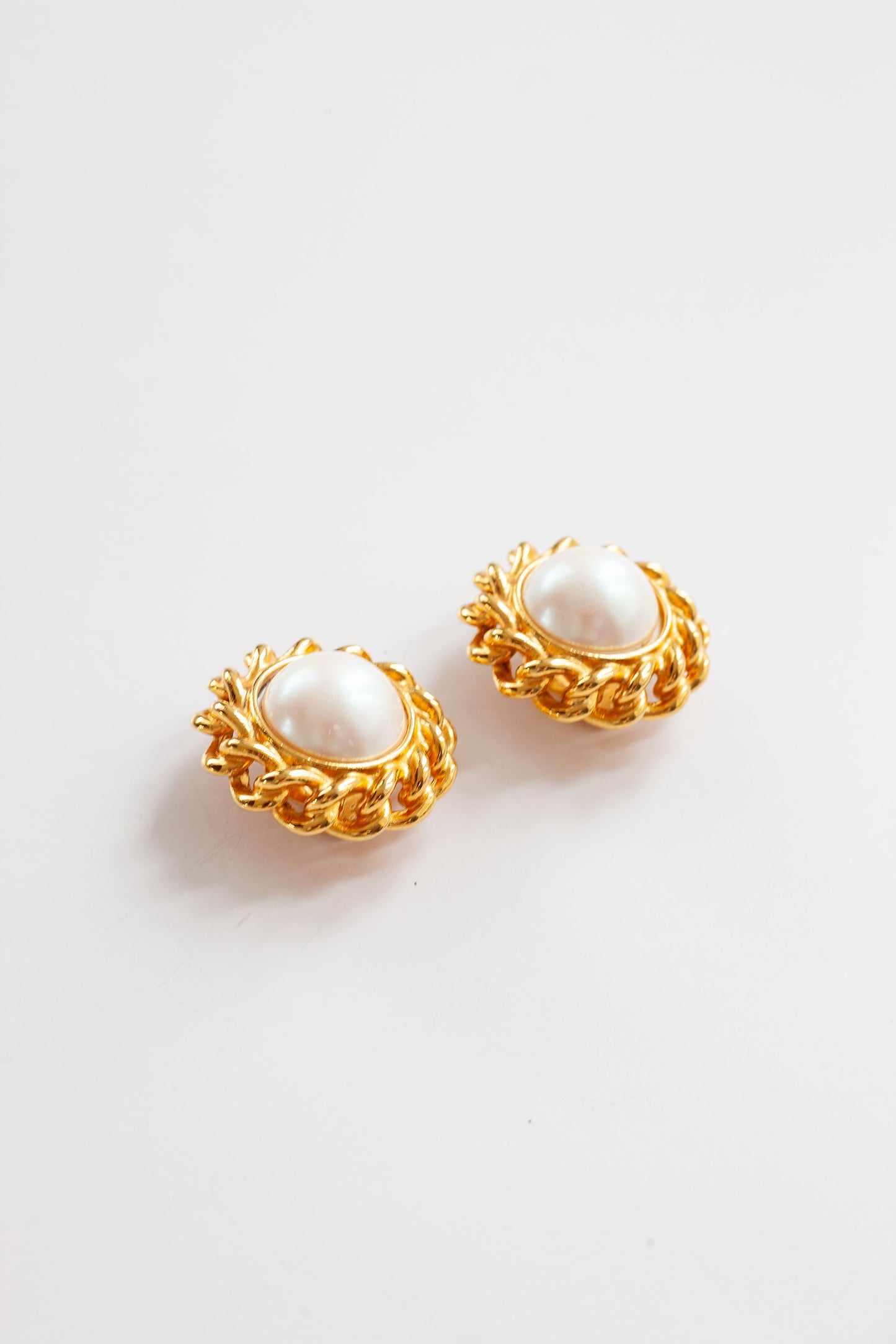 Vintage Faux Pearl Chain Earrings