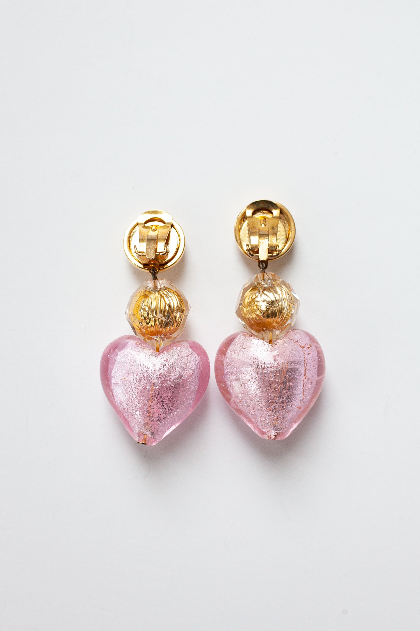 Vintage Glass Heart Drop Earrings