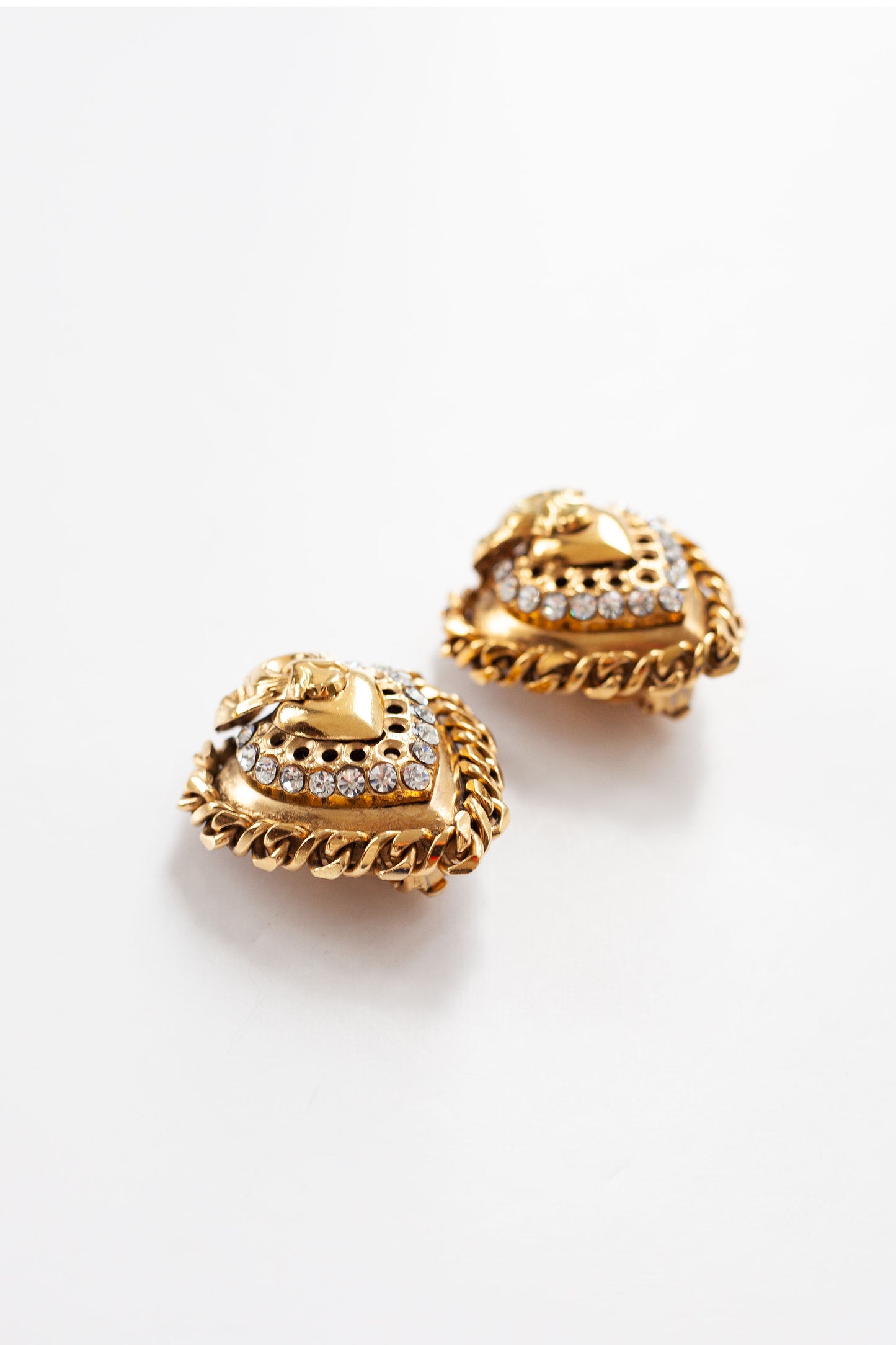 Vintage Rhinestone Heart Earrings