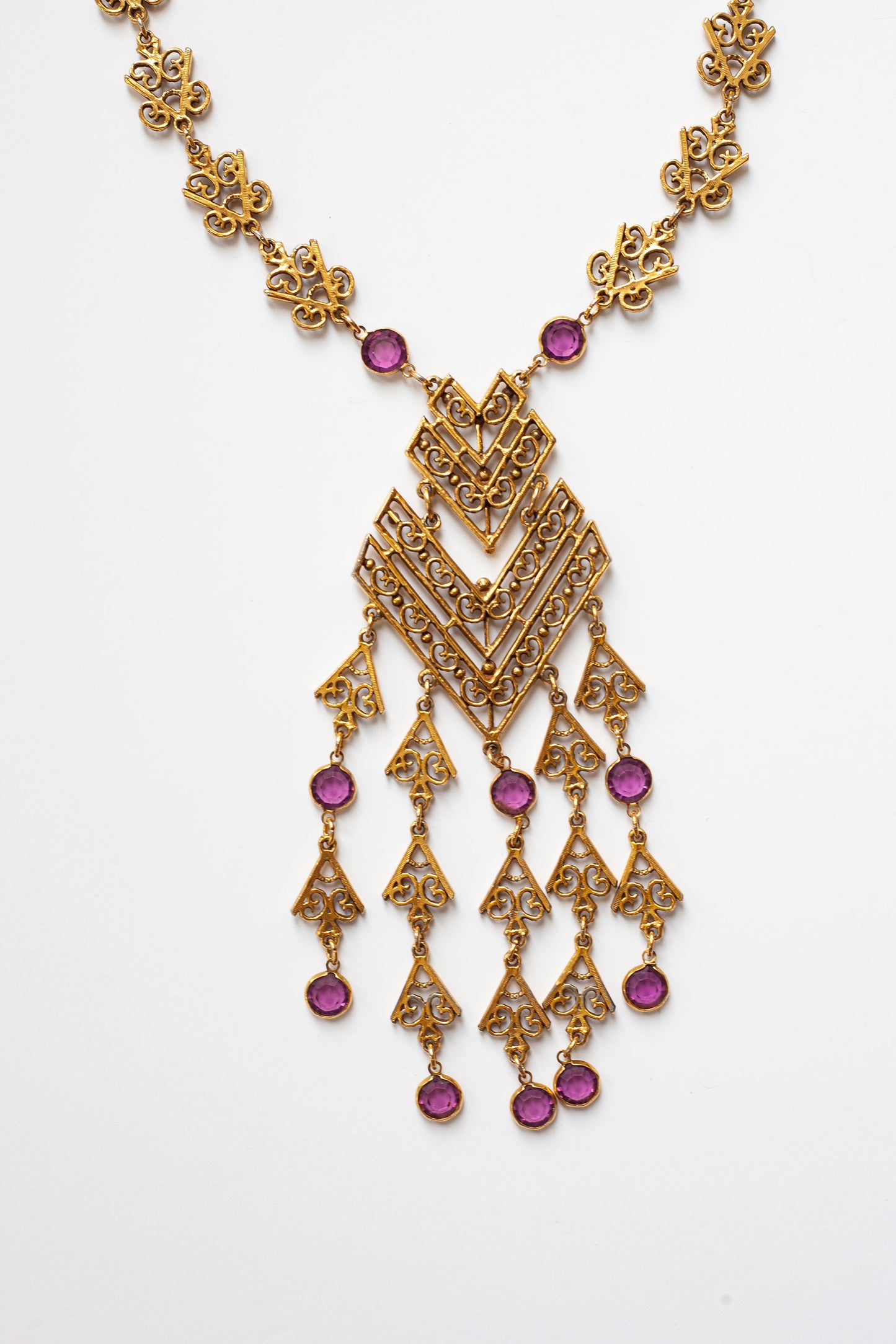 Vintage Long Bezel Necklace