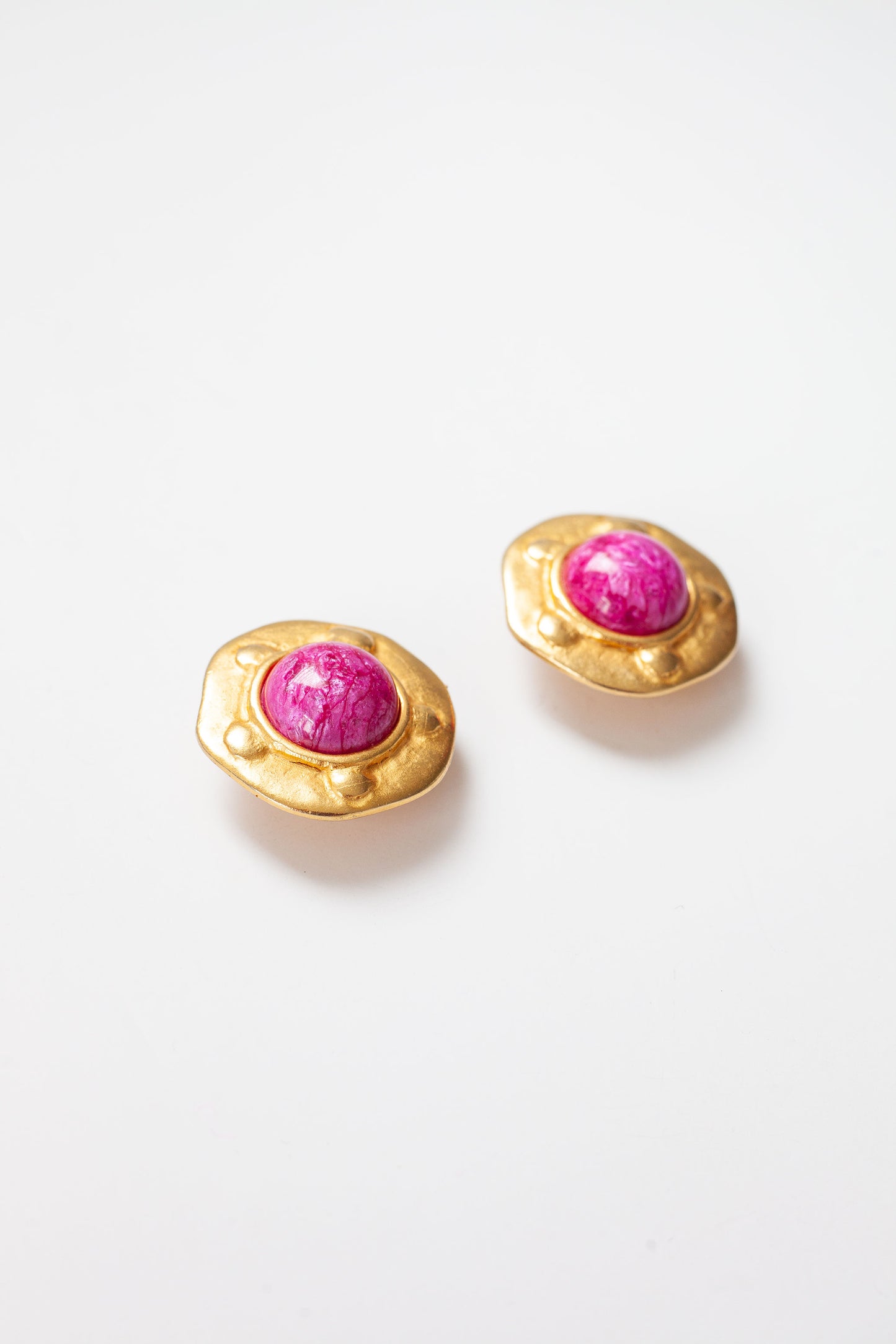 Vintage Magenta Disk Earrings