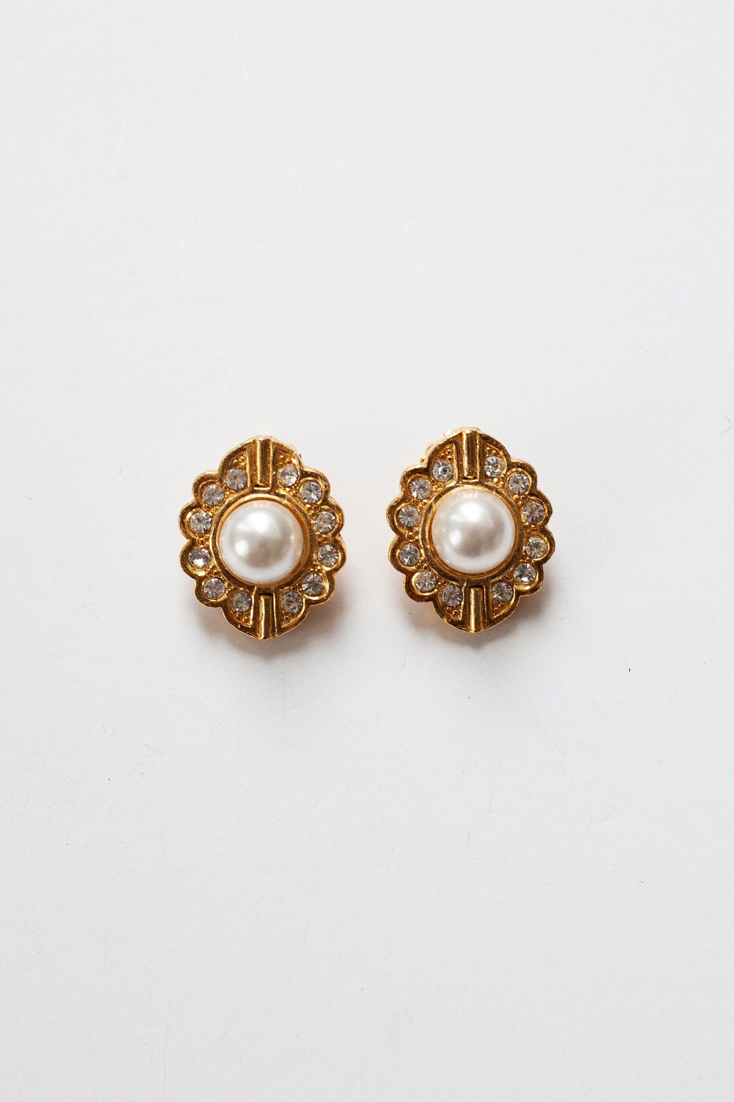 Vintage Mini Pearl and Rhinestone Earrings