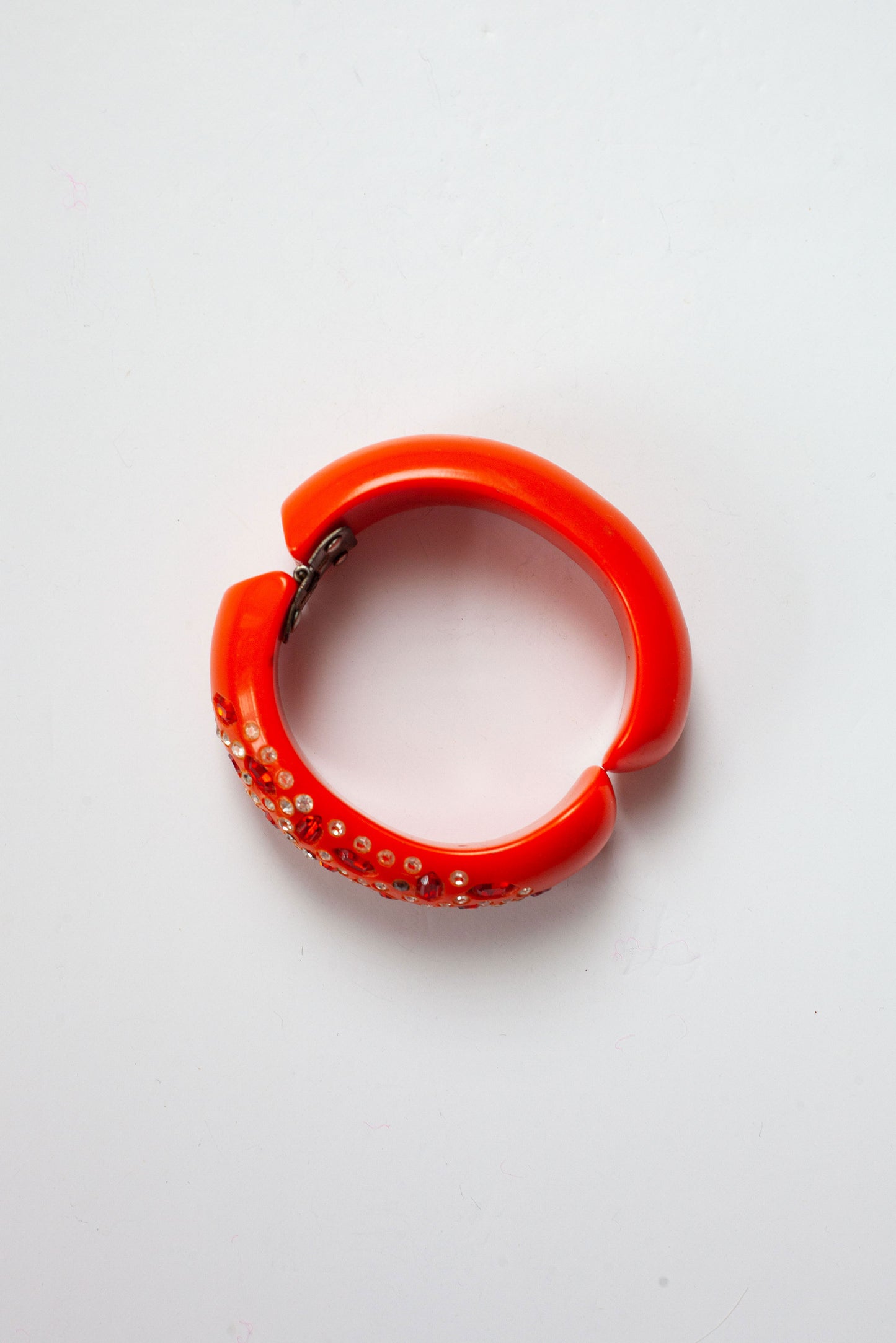 Vintage Orange Rhinestone Cuff Bracelet