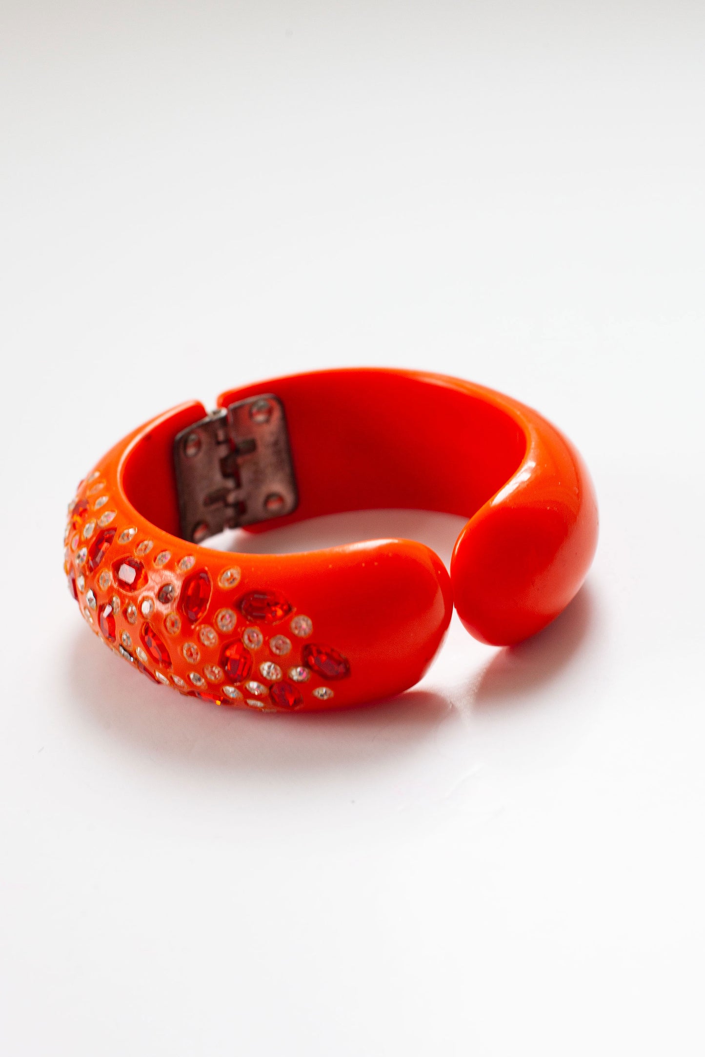 Vintage Orange Rhinestone Cuff Bracelet