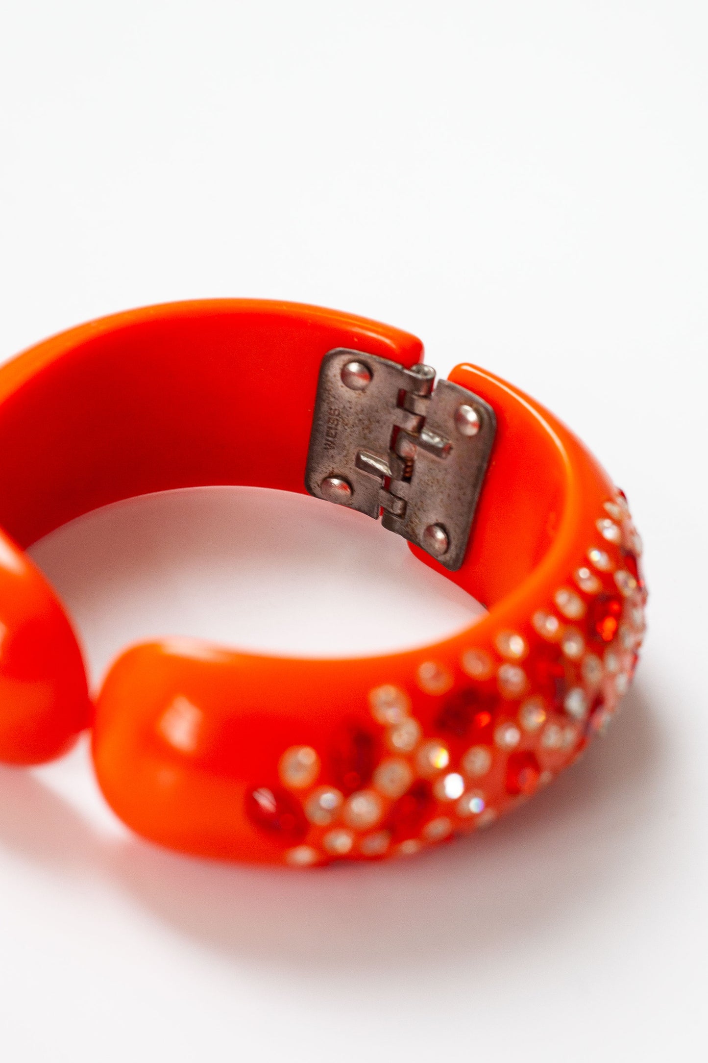 Vintage Orange Rhinestone Cuff Bracelet