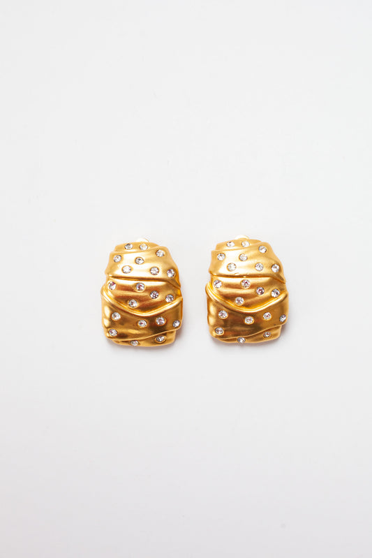 Vintage Ripple Rhinestone Earrings