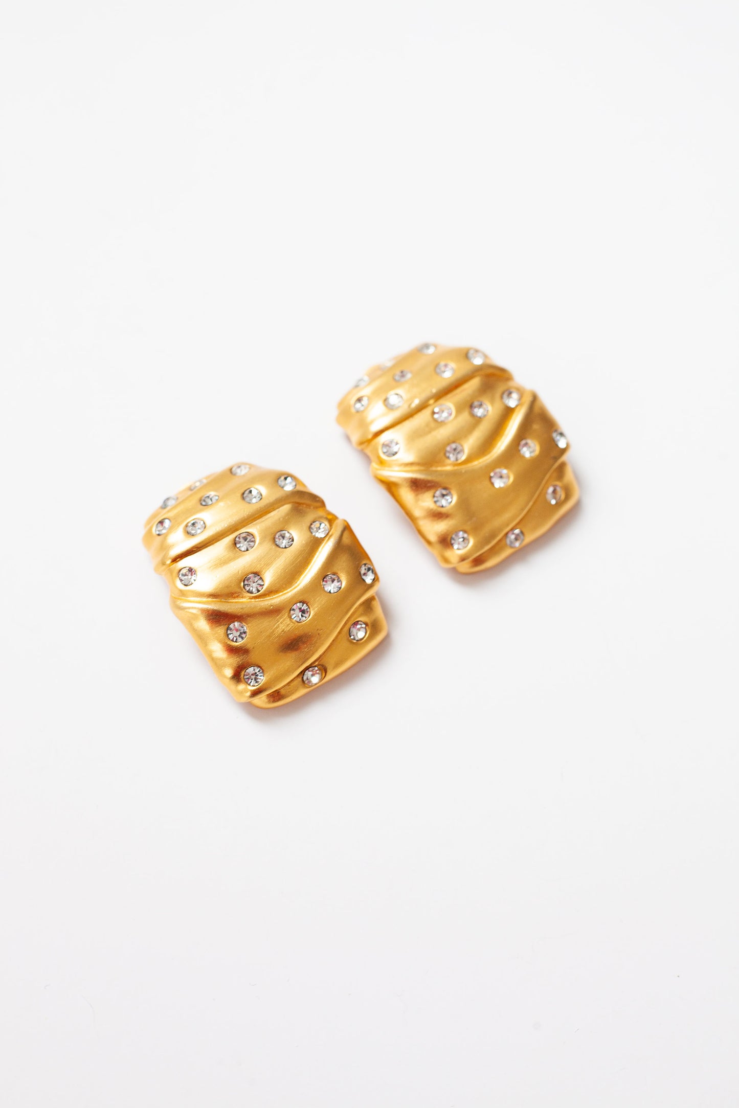 Vintage Ripple Rhinestone Earrings