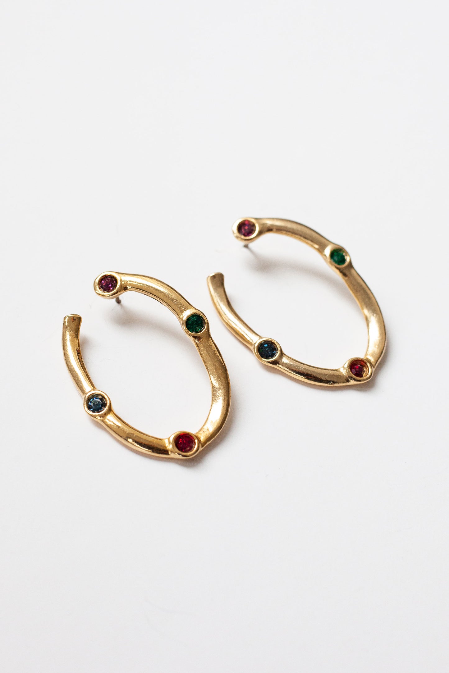 Vintage U Shape Rhinestone Earrings