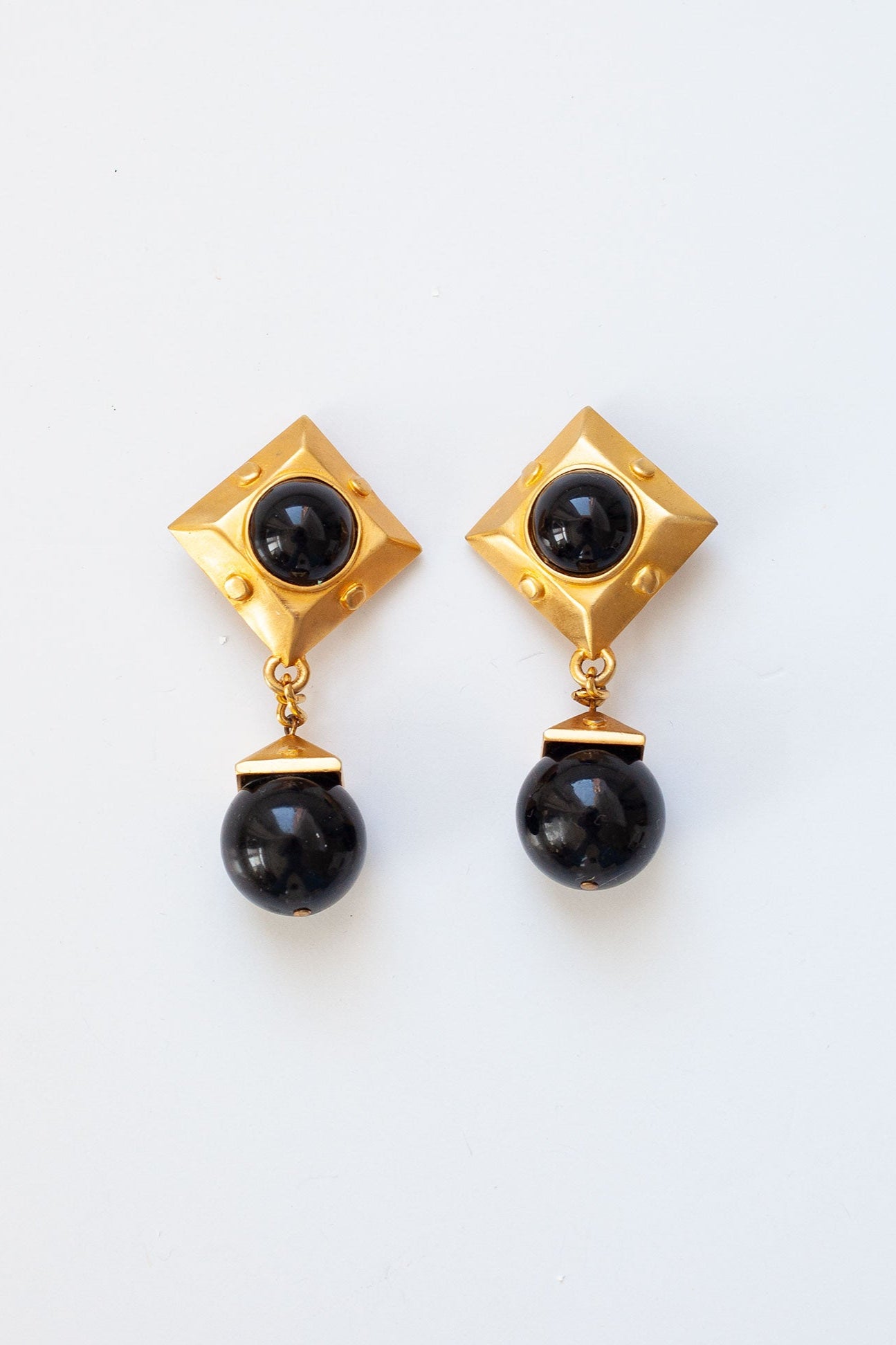 Vintage Black and Gold Drop Earrings