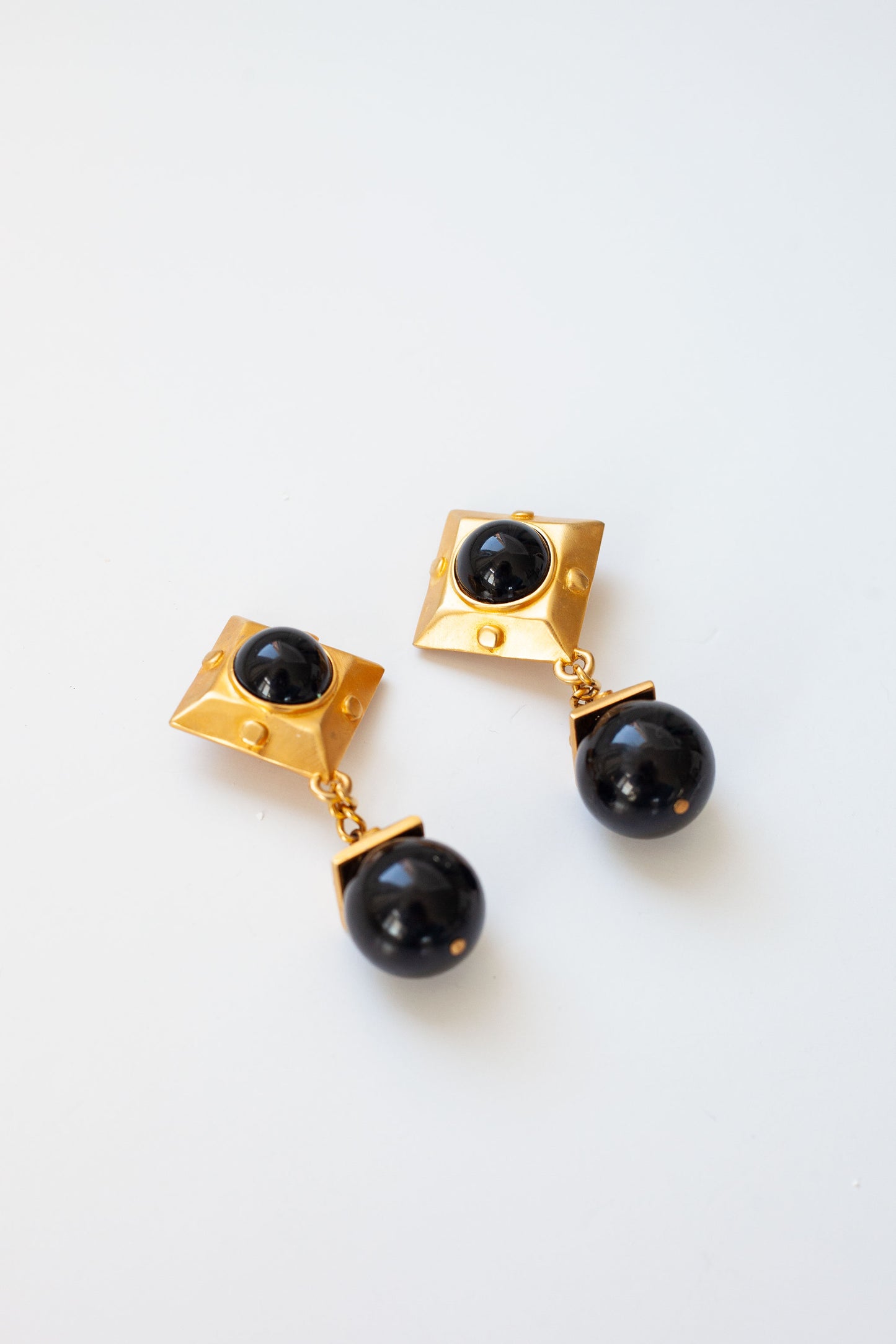 Vintage Black and Gold Drop Earrings