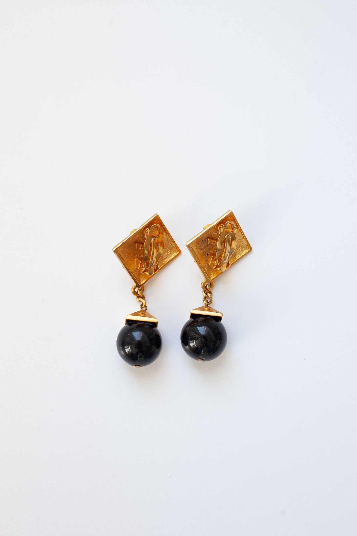 Vintage Black and Gold Drop Earrings