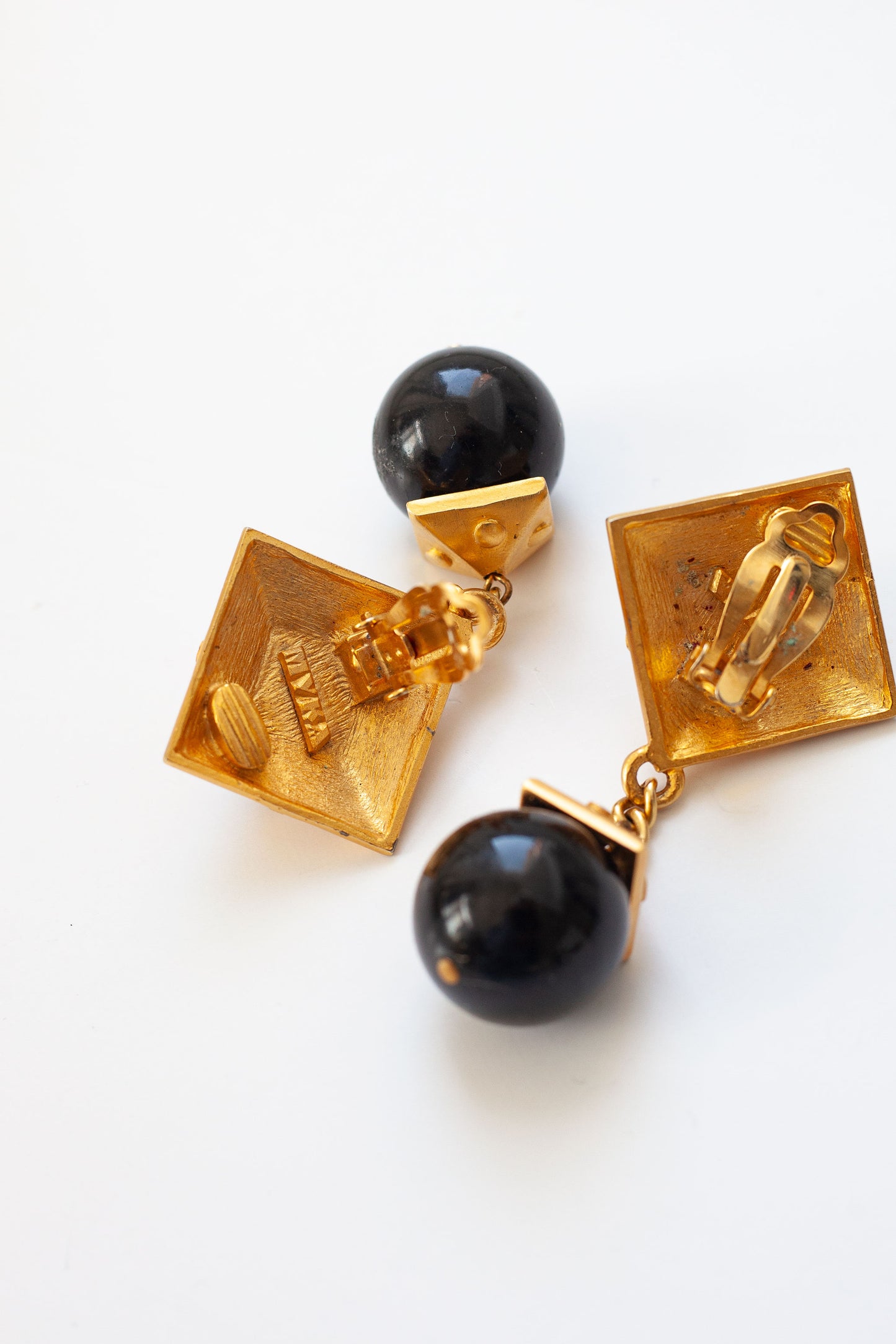 Vintage Black and Gold Drop Earrings
