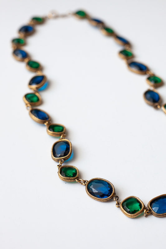 Vintage Blue and Green Gemstone Necklace