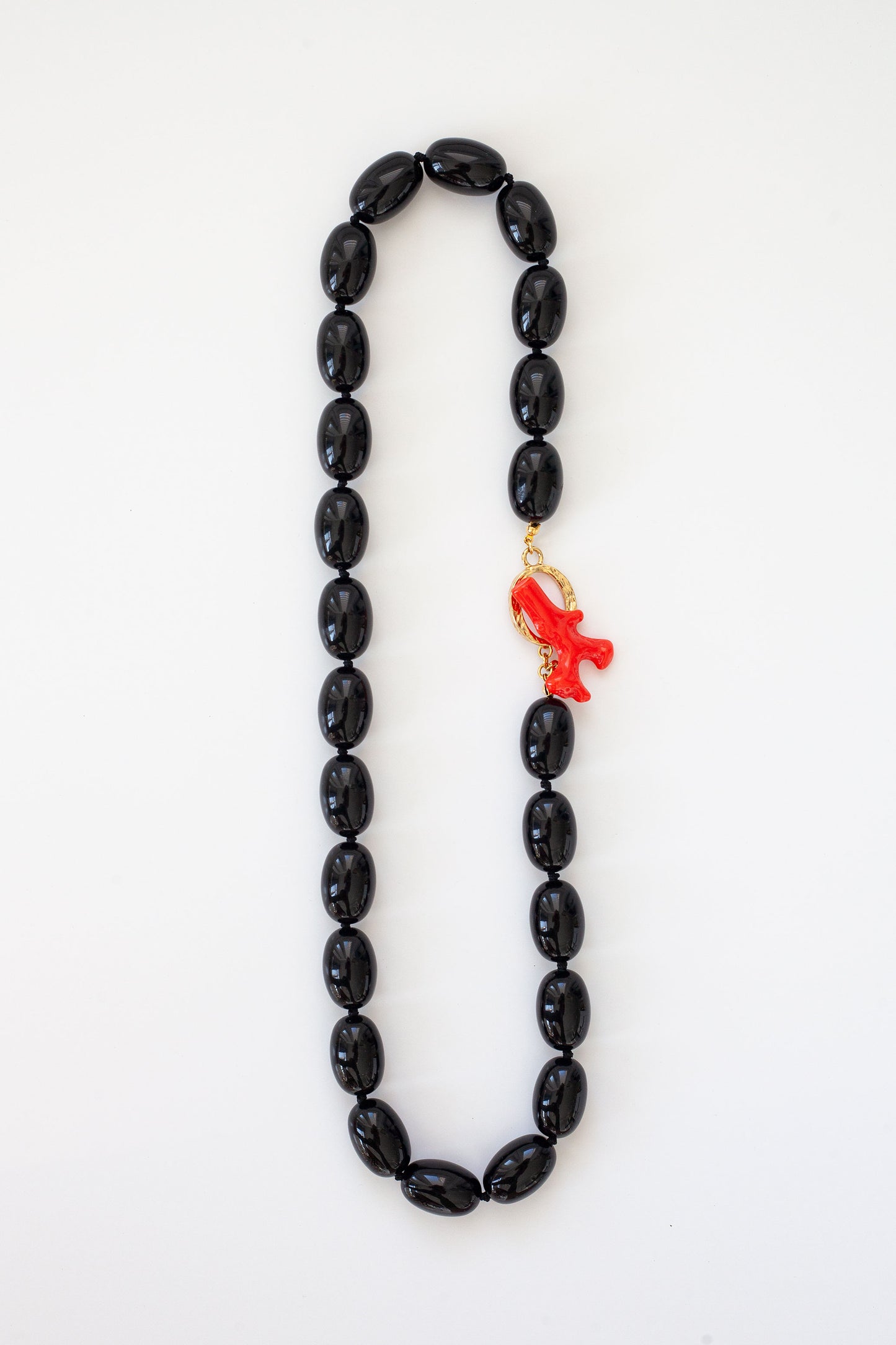 Vintage Designer Black and Coral Necklace