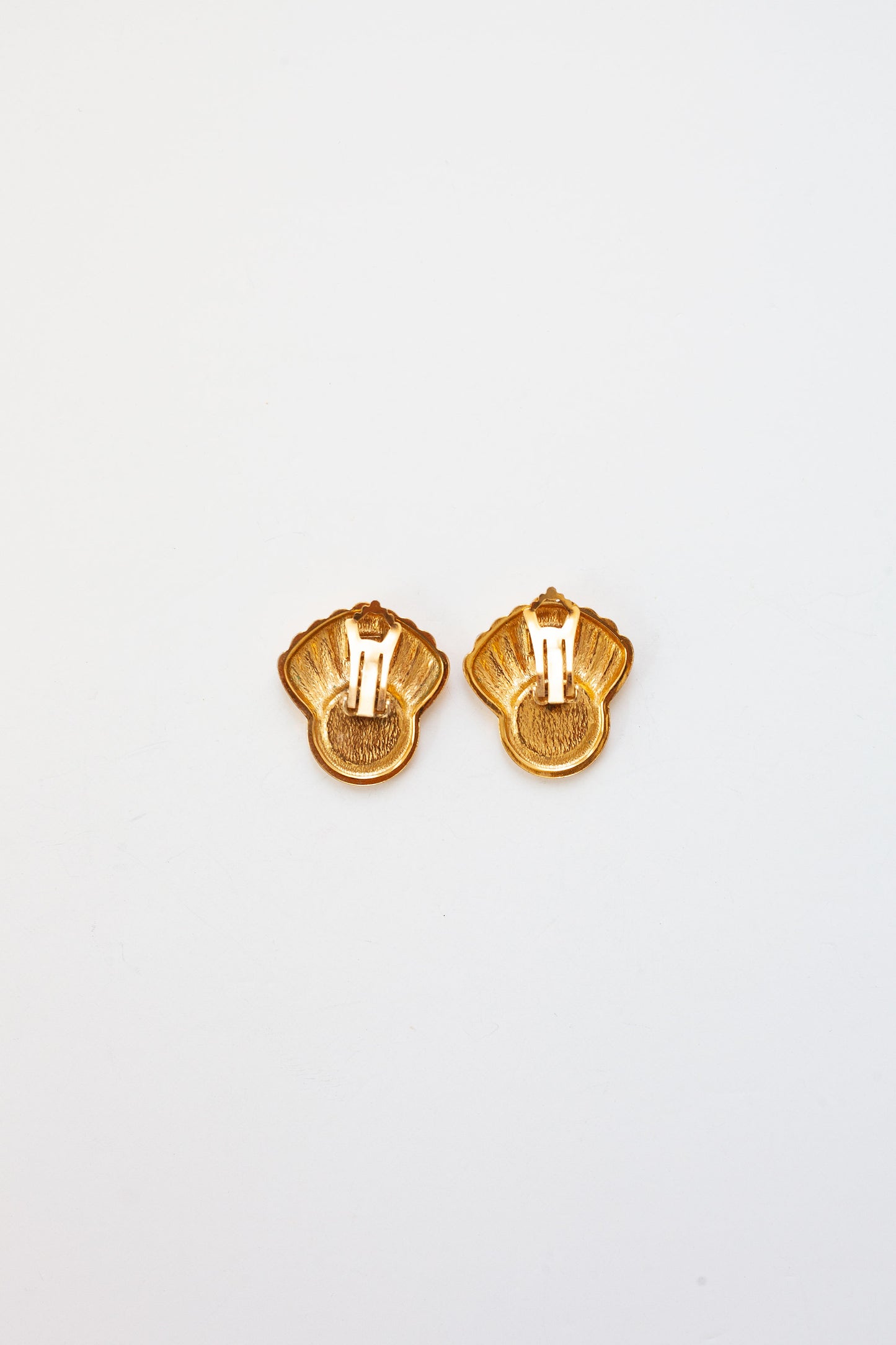 Vintage Designer Rhinestone Fan Earrings
