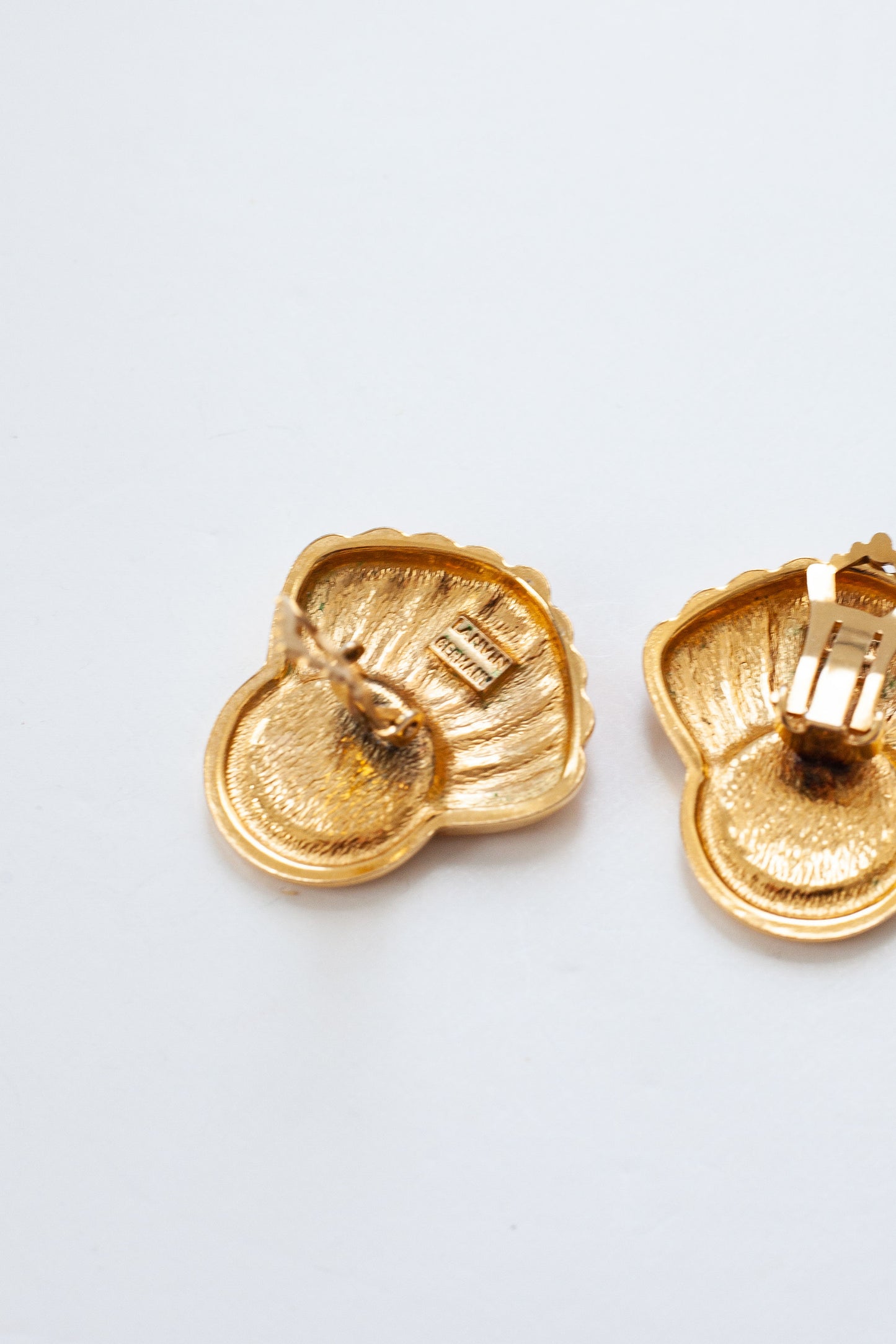 Vintage Designer Rhinestone Fan Earrings