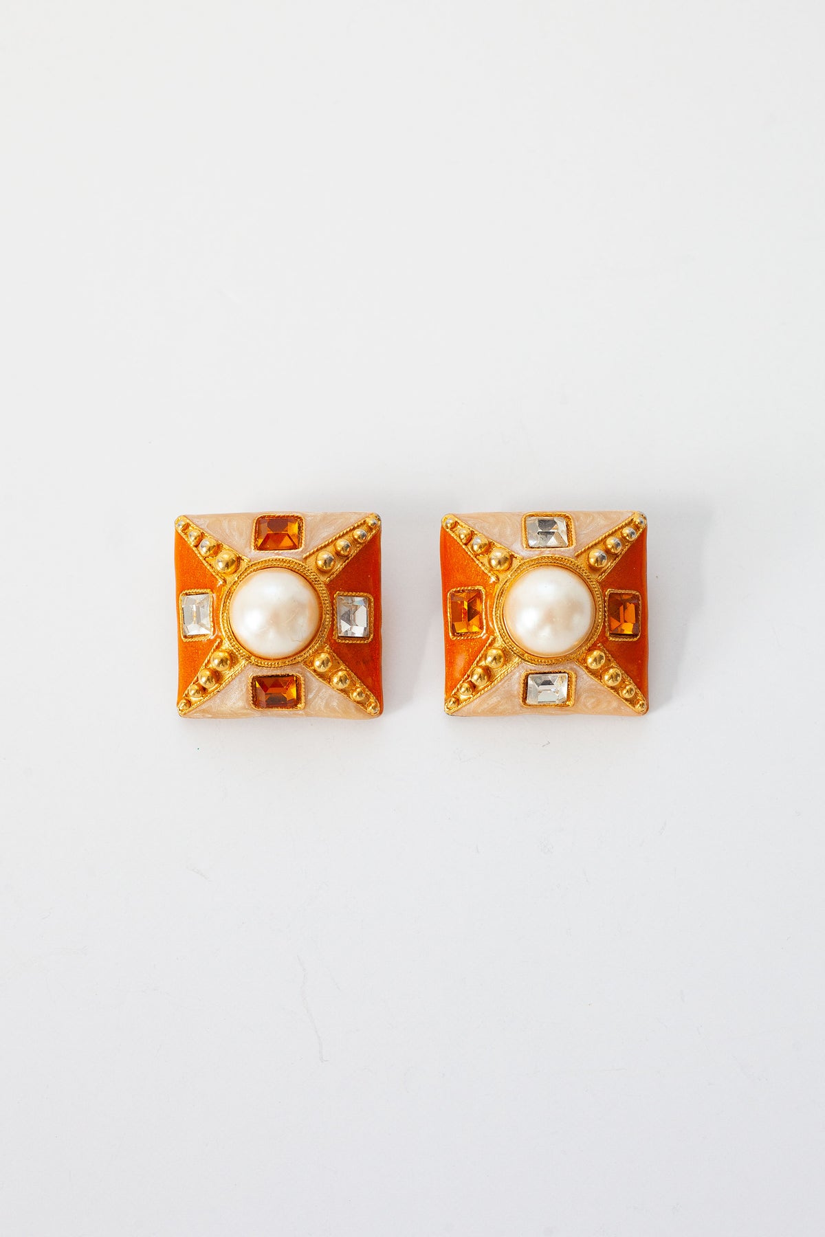 Vintage Square Rhinestone Earrings