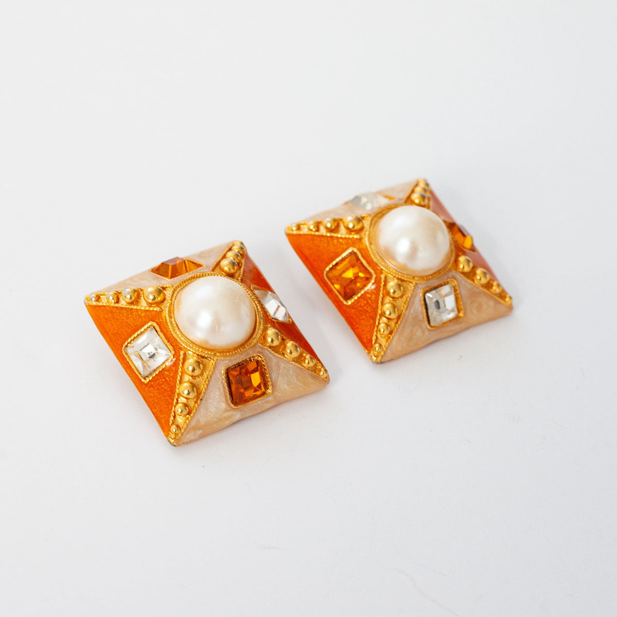 Vintage Square Rhinestone Earrings