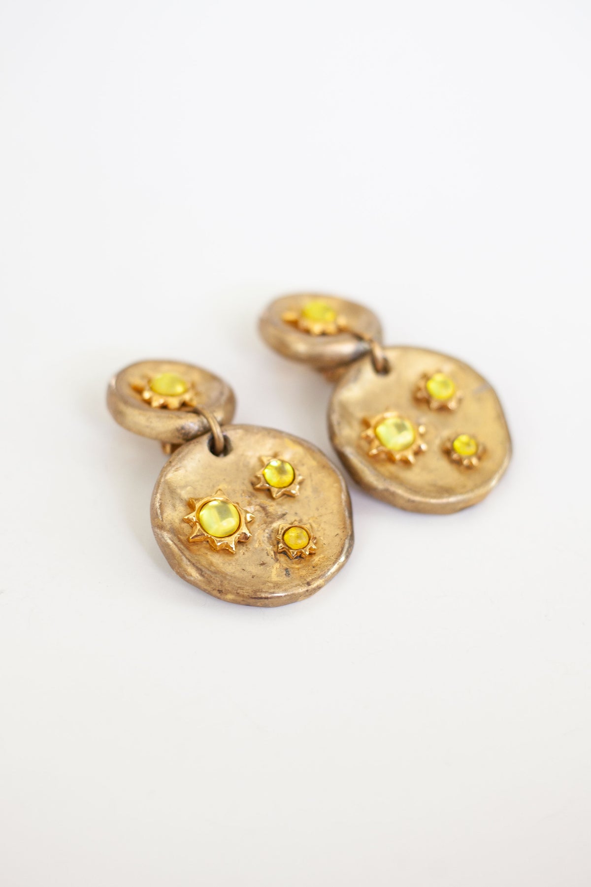 Vintage Yellow Sunburst Drop Earrings