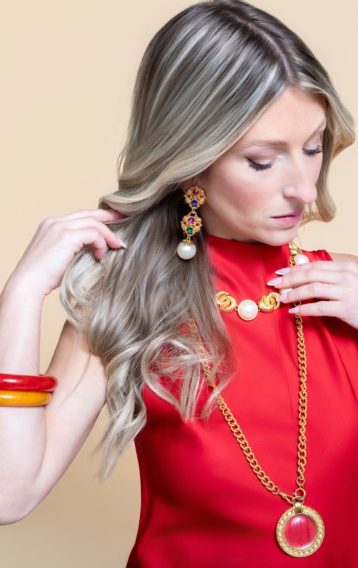 Vintage Gold Pearl Dangle Earrings