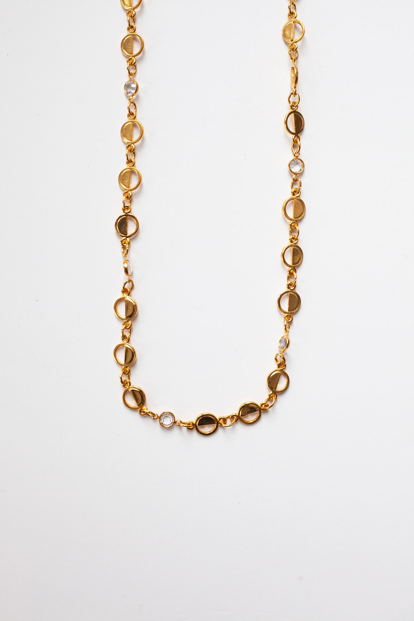 Vintage Alternating Crystal Bezel Necklace