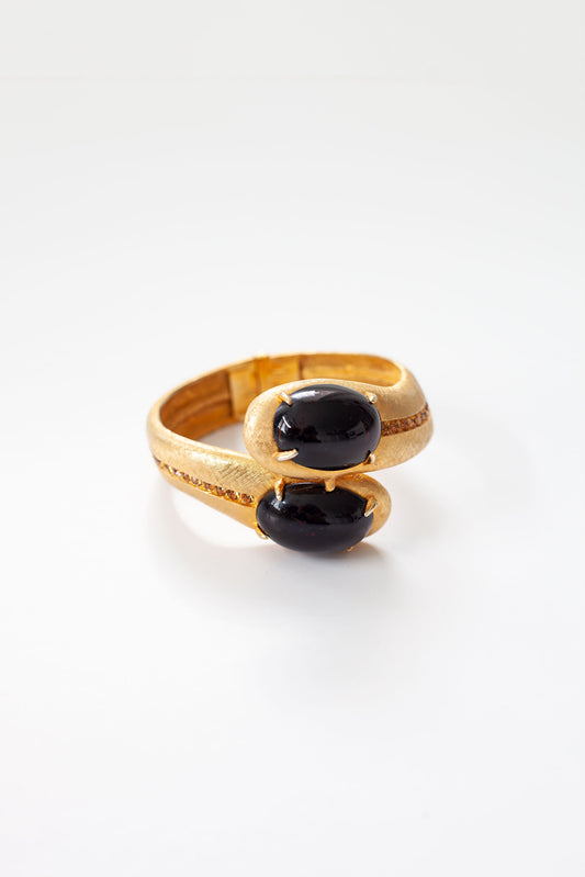 Vintage Amber Rhinestone Cuff Bracelet