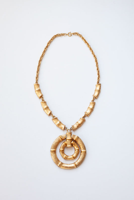 Vintage Bamboo Pendant Necklace
