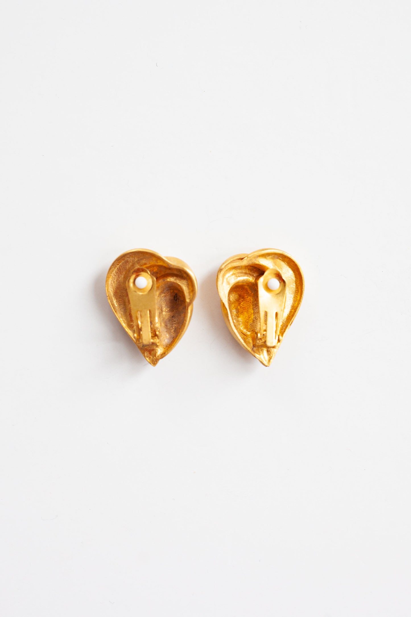 Vintage Brushed Gold Heart Earrings