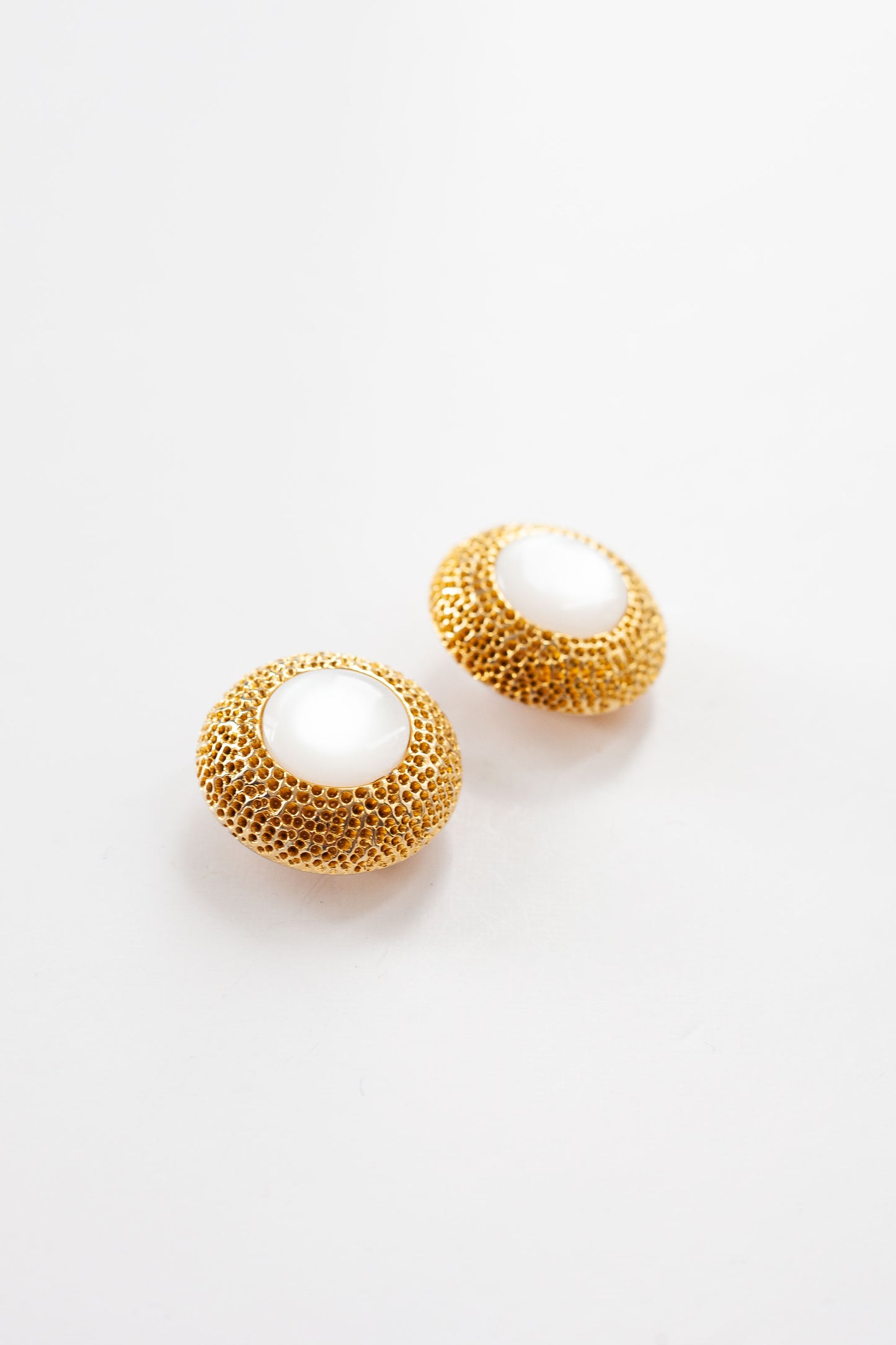 Vintage Button Cat's Eye Earrings