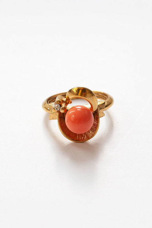 Vintage Coral Cocktail Ring