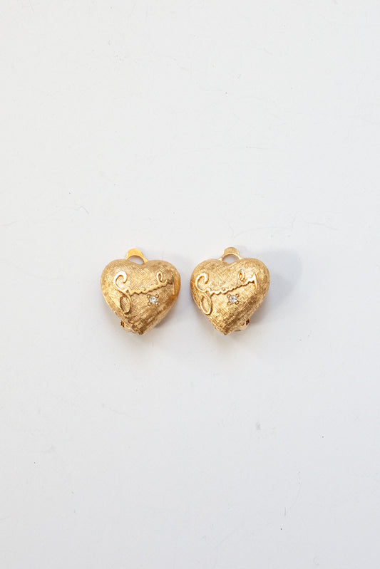 Vintage Mini Designer Heart Earrings
