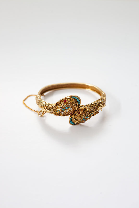 Vintage Double Snake Hinged Bracelet