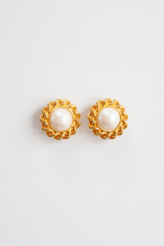 Vintage Faux Pearl Chain Earrings