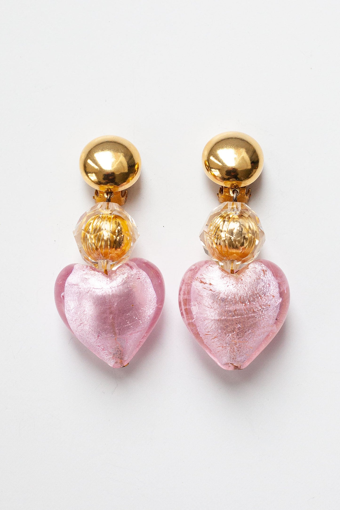 Vintage Glass Heart Drop Earrings