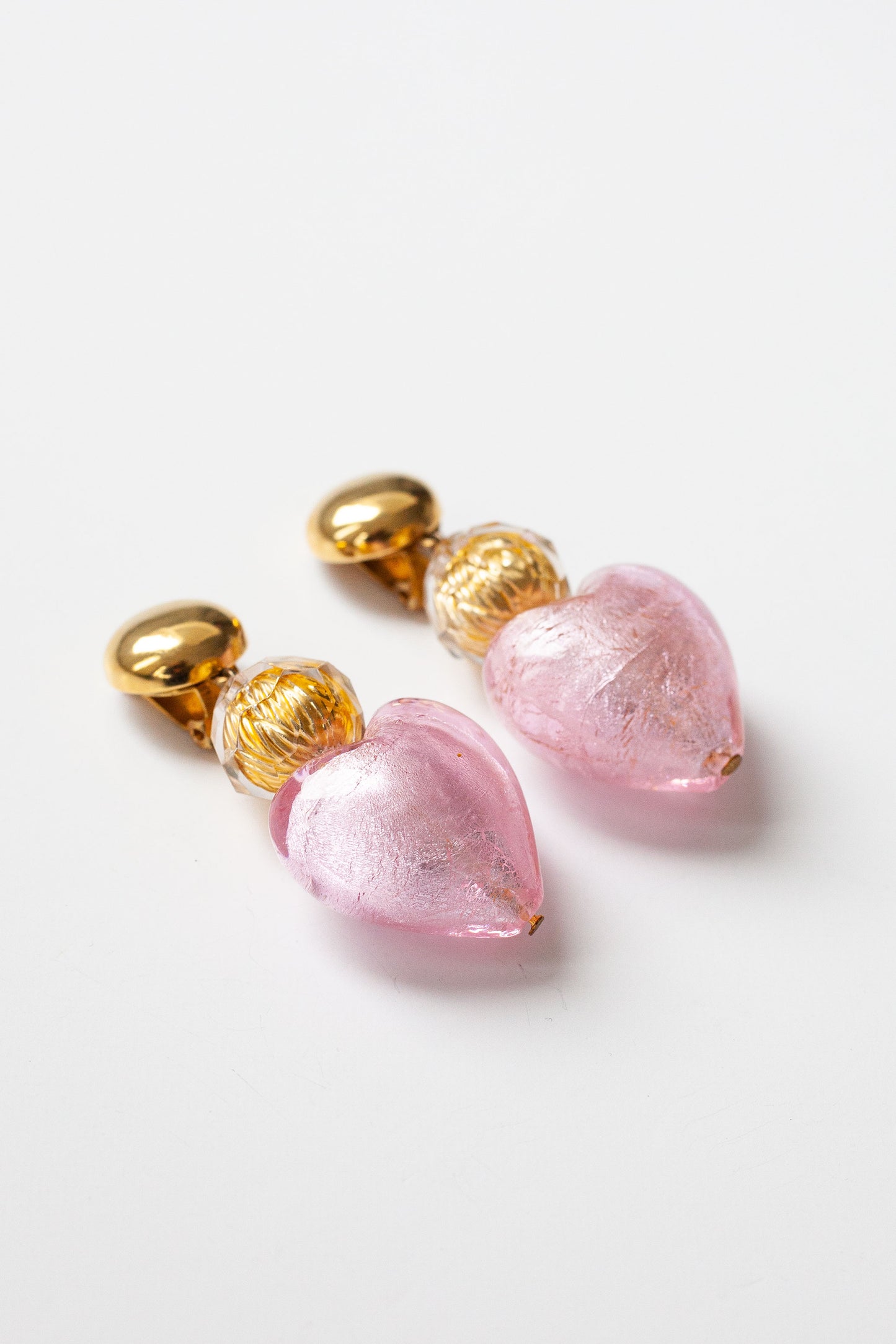 Vintage Glass Heart Drop Earrings