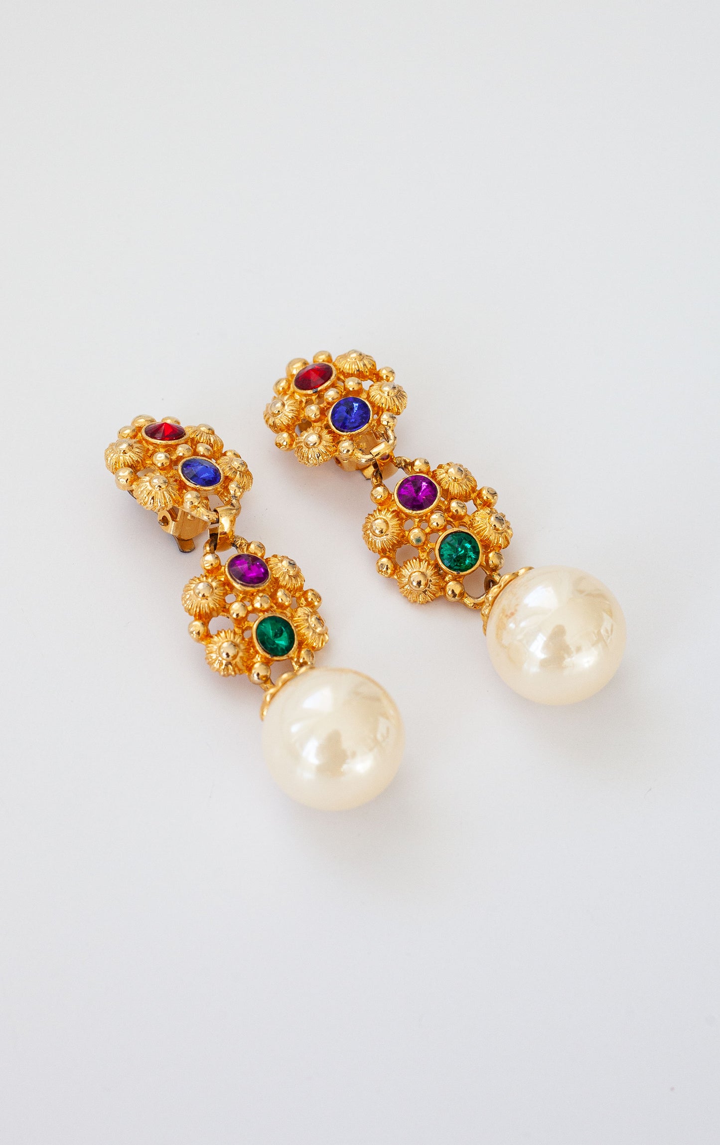 Vintage Gold Pearl Dangle Earrings