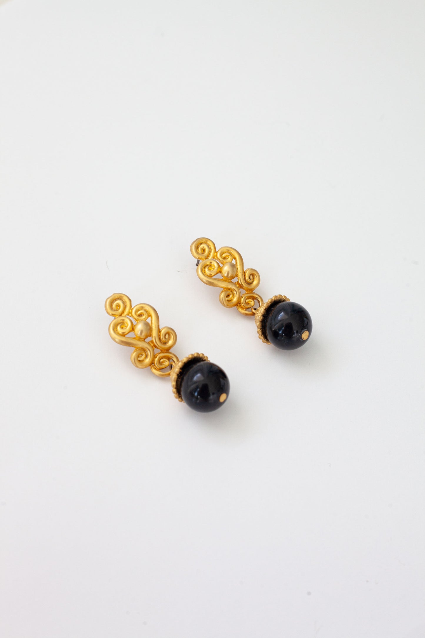 Vintage Gold and Black Drop Earrings
