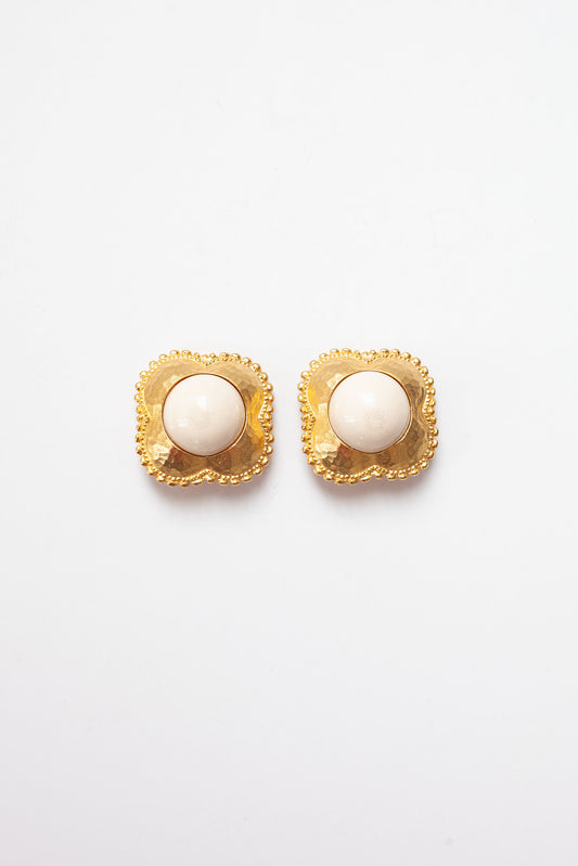 Vintage Gold and Cream Earrings