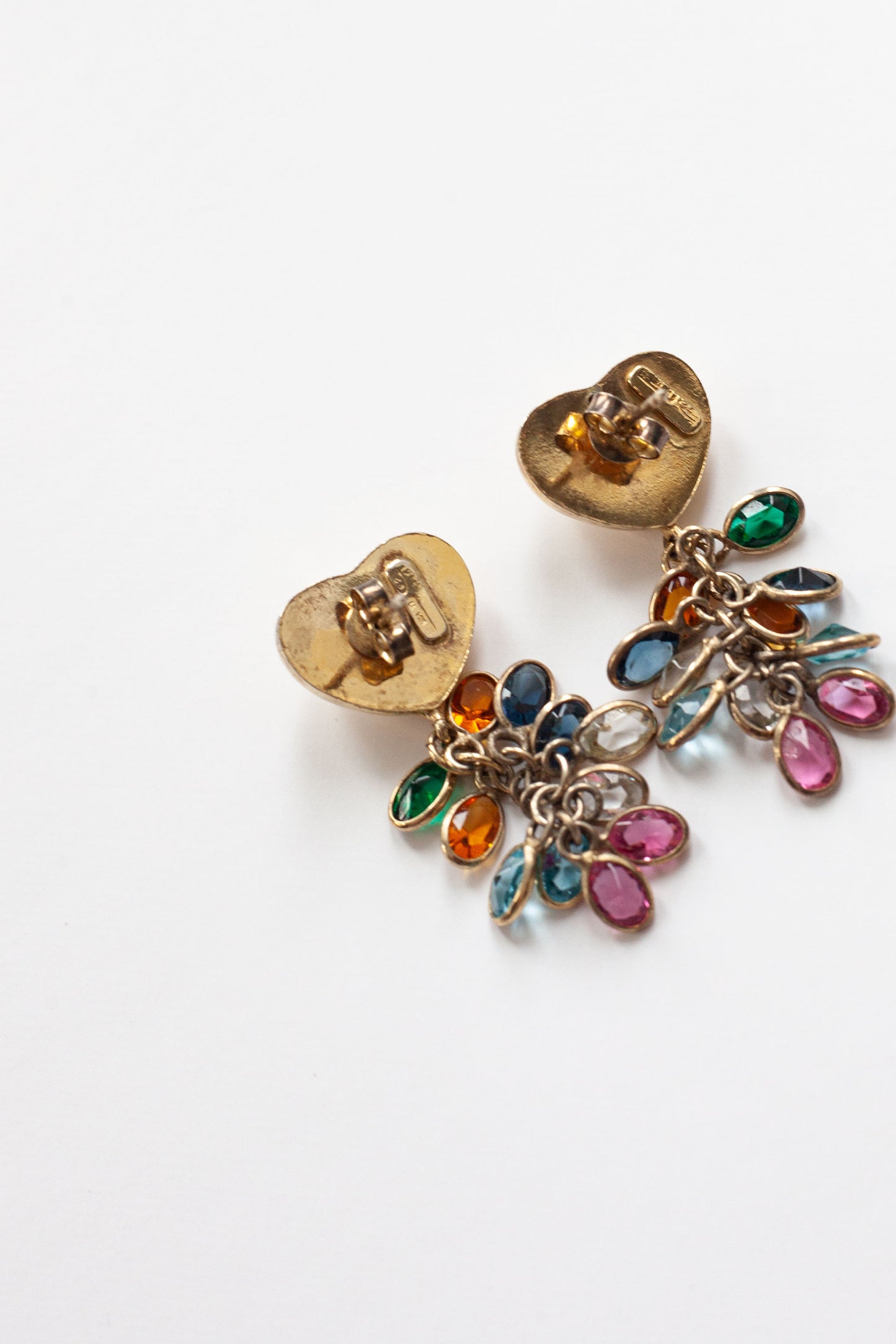 Vintage Mini Heart Crystal Earrings