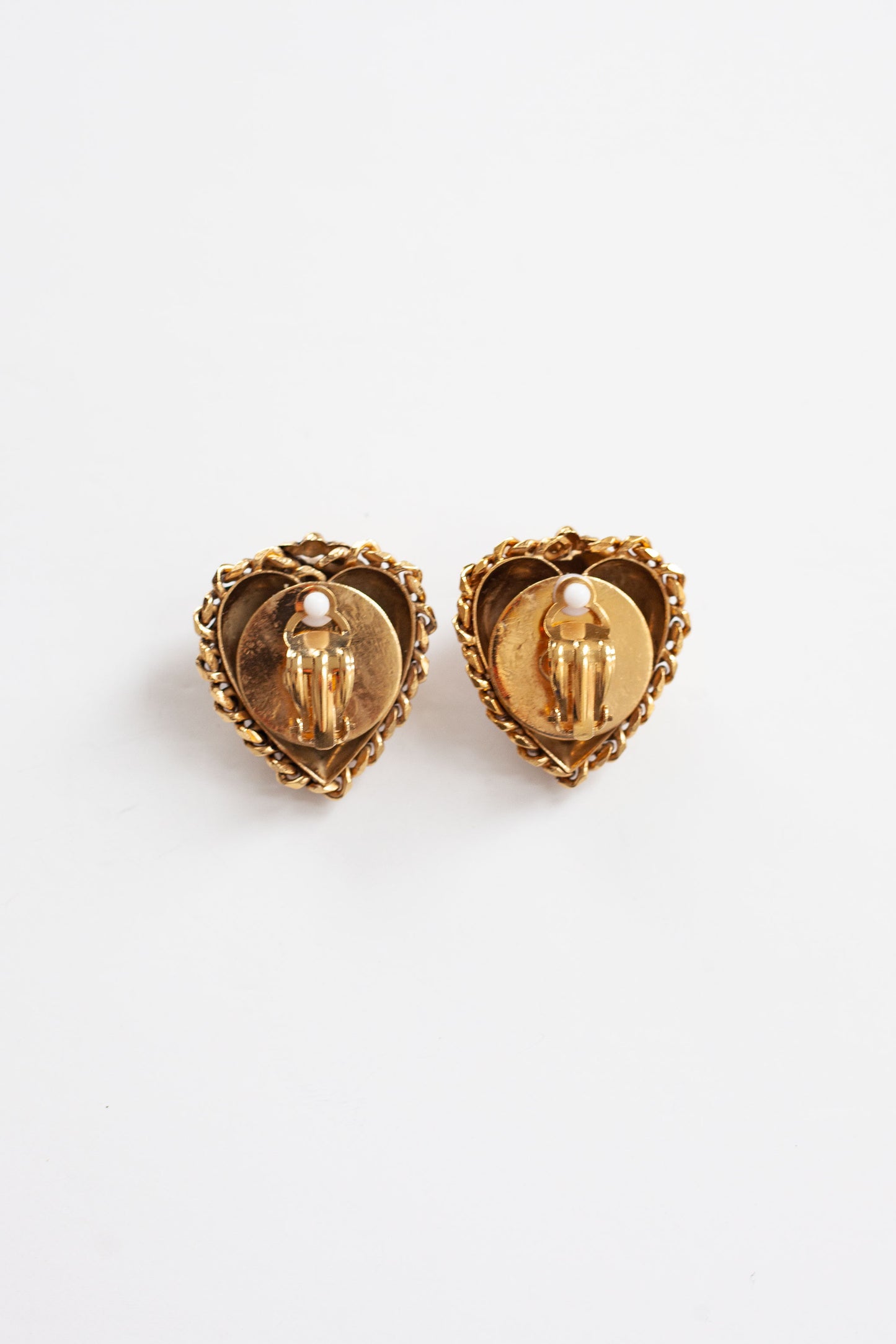 Vintage Rhinestone Heart Earrings