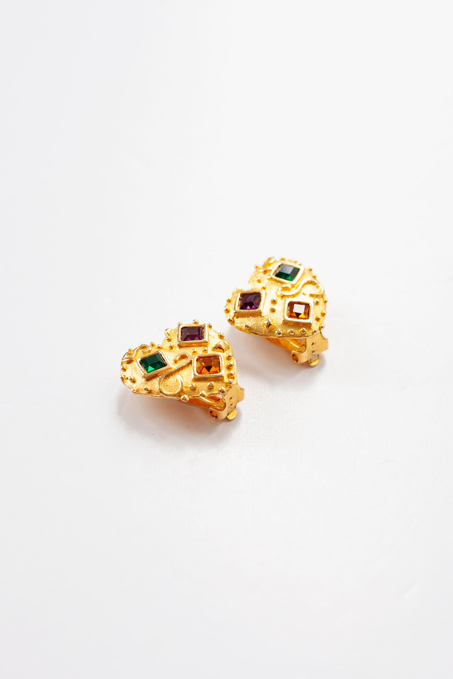 Vintage Heart and Crystal Earrings