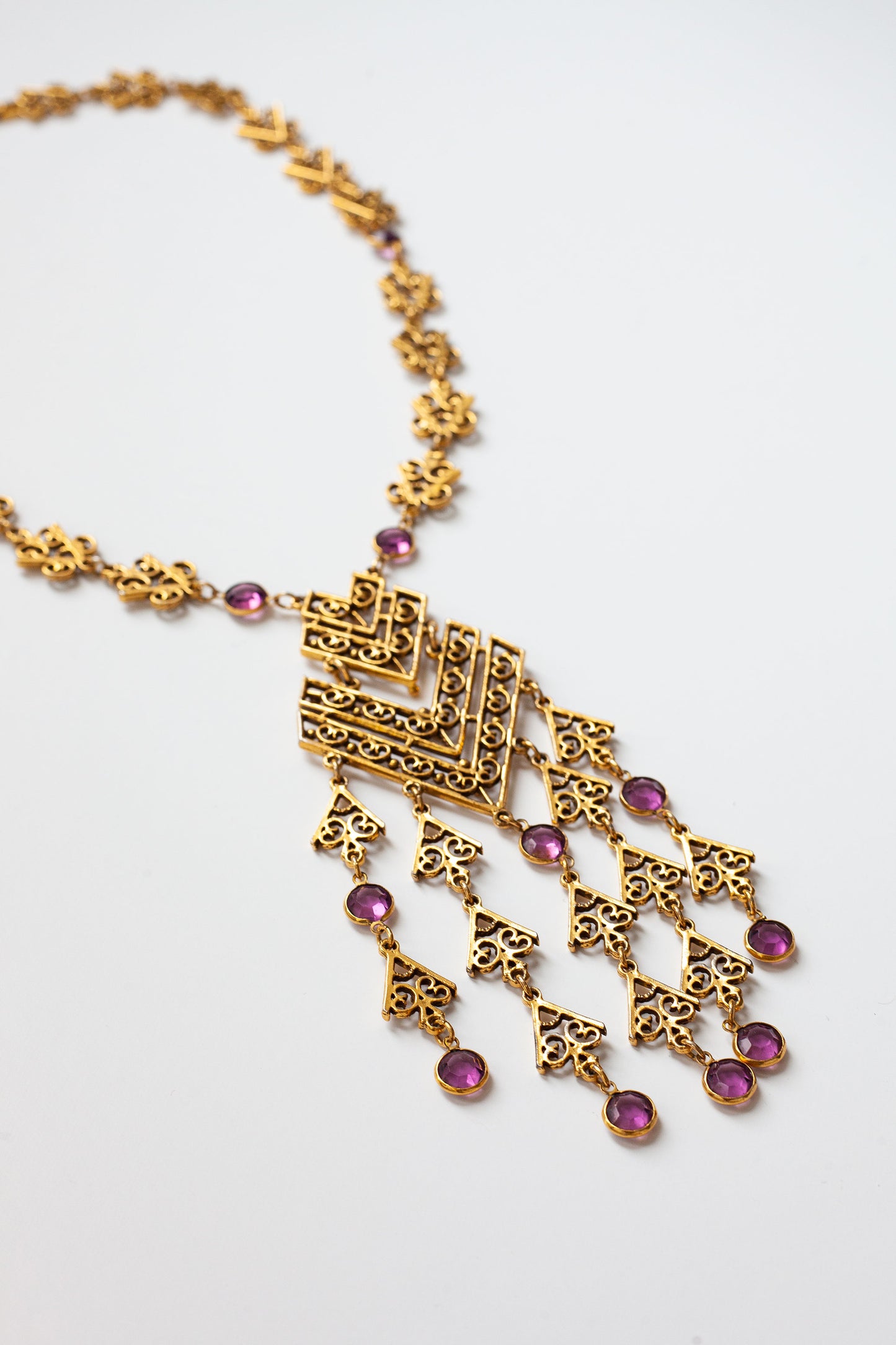 Vintage Long Bezel Necklace