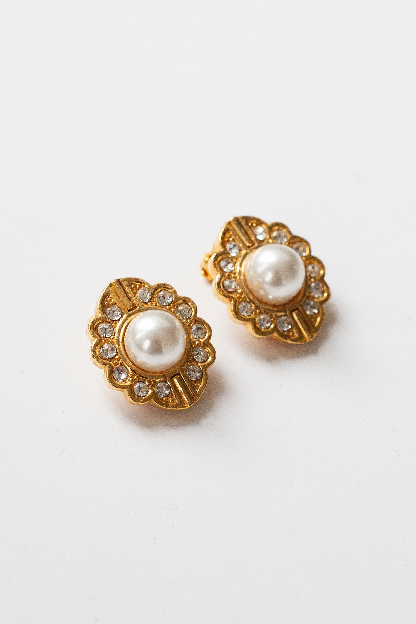 Vintage Mini Pearl and Rhinestone Earrings