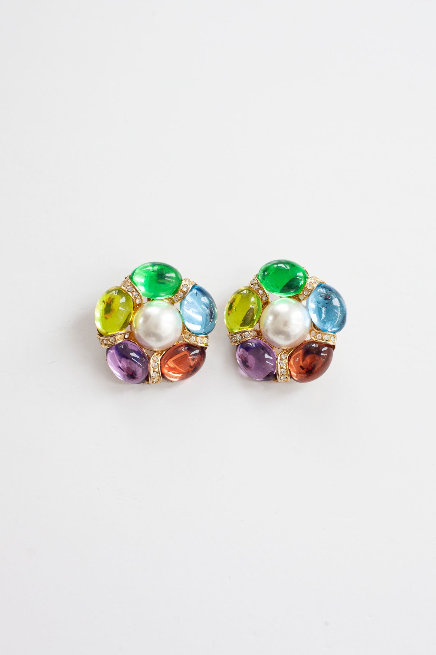 Vintage Multi-Colour Cabachon Earrings