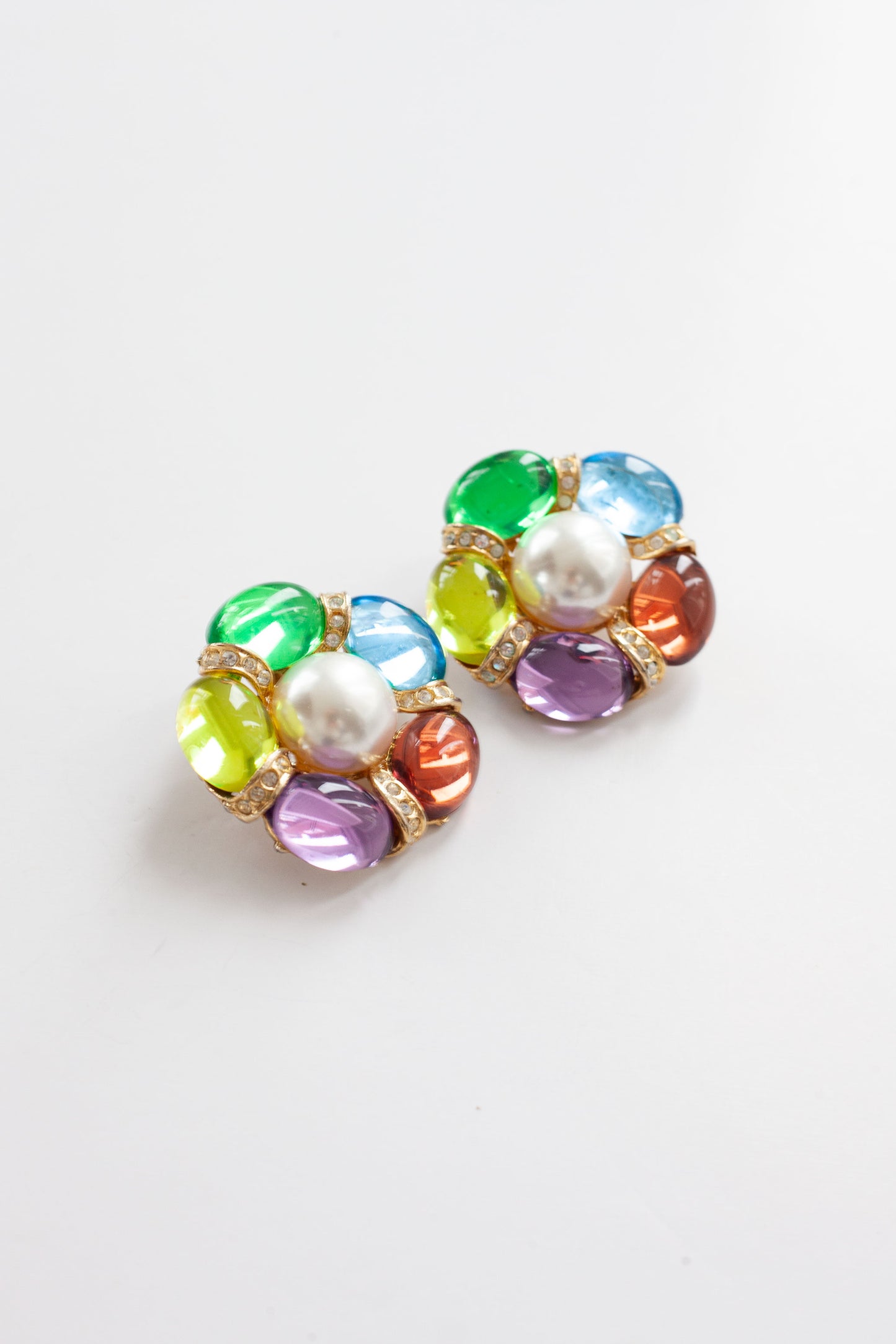 Vintage Multi-Colour Cabachon Earrings
