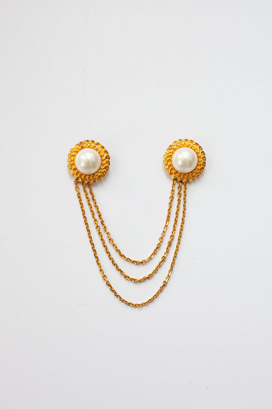 Vintage Pearl Double Brooch