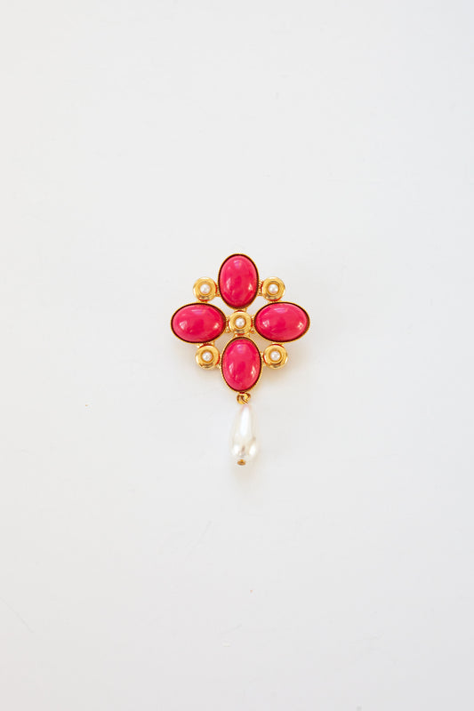 Vintage Pink Cabachon Brooch