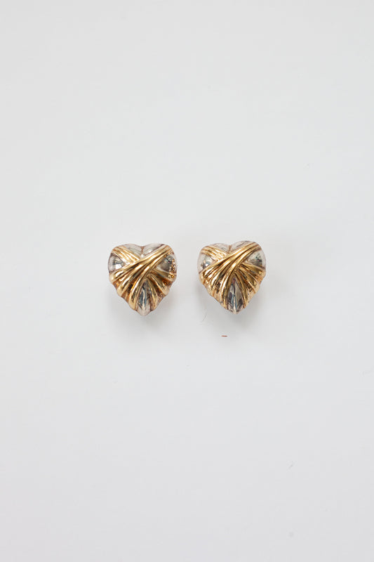 Vintage Sterling and Gold Heart Earrings